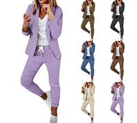 EMATOP Hosenanzug Damen Elegant Business Anzug Set 2-teilig Slim fit Blazer Hose Outfit Casual Sportlich Freizeitanzug Mode Revers Longblazer Lang Hosen Tracksuit Baumwolle Einfarbig Streetwear