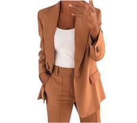 EMATOP Hosenanzug Damen Elegant Business Anzug Set 2-teilig Slim fit Blazer Hose Outfit Casual Sportlich Freizeitanzug Mode Revers Longblazer Lang Hosen Tracksuit Baumwolle Einfarbig Streetwear