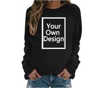EMATOP Individuell Gestaltete Sweatshirts für Damen Langarm Pullover/Gestalten Sie Ihr Eigenes Sweatshirts/Text/Bild/Logo hinzufügen Personalisiertes Langarmshirt mit Fotodruck Oberteil Shirt