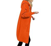 EMATOP Jacke Damen Langen Sweatjacke Casual Baumwolle Fleecejacke mit Kapuze Sport Sweatshirt Einfarbig Elegant Kapuzenjacke Herbst Winter Langarm Hoodies Mantel Teenager Mädchen Kapuzenpullover