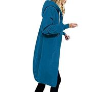 EMATOP Jacke Damen Langen Sweatjacke Casual Baumwolle Fleecejacke mit Kapuze Sport Sweatshirt Einfarbig Elegant Kapuzenjacke Herbst Winter Langarm Hoodies Mantel Teenager Mädchen Kapuzenpullover