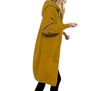 EMATOP Jacke Damen Langen Sweatjacke Casual Baumwolle Fleecejacke mit Kapuze Sport Sweatshirt Einfarbig Elegant Kapuzenjacke Herbst Winter Langarm Hoodies Mantel Teenager Mädchen Kapuzenpullover