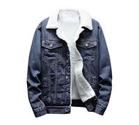 EMATOP Jeansjacke Herren Winter Denim Jacke Warme Gefütterte Cordjacke Mode Revers Jeans Jacken mit Fell Mantel Casual Einfarbig Winterjacke Vintage Cargo Übergangsjacke Winddicht Wintermantel