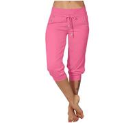 EMATOP Jogginghose Damen 3/4 Lang Baumwolle Sporthose Casual Capri Hose Leicht Einfarbig Laufhose Sport Sommer Sweathose Elegant Bequem Sommerhose mit Taschen Freizeithose Trainingshose Outdoor