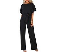 EMATOP Jumpsuit Damen Elegant für Hochzeit Hosenanzug Sommer Lang Overall Einteiler Lässiger Hosenanzug 3/4 Ärmel Einfarbig Playsuit Hohe Taille Strampler Spielanzug Festlich Party Romper