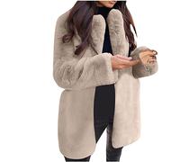 EMATOP Kunstpelz Mantel Damen Revers Wintermantel Teddy Fleece Kunstpelzjacke Winter Warm Pelzmantel Einfarbig Plüschjacke Lang Elegant Fellmantel Flauschig Kuschelig Winterjacke Felljacke