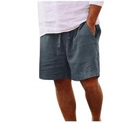 EMATOP Kurz Leinenhose Herren Sommer Leichte Casual Strandshorts Luftige Lockere Leinen Shorts Einfarbig Mode Strand Hosen mit Taschen Freizeithose Elastische Taille Sommerhose für Männer