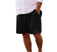 EMATOP Kurz Leinenhose Herren Sommer Leichte Casual Strandshorts Luftige Lockere Leinen Shorts Einfarbig Mode Strand Hosen mit Taschen Freizeithose Elastische Taille Sommerhose für Männer