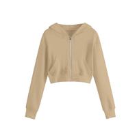 EMATOP Kurz Sweatjacke Mädchen Kinder Langarm Kapuzenjacke Einfarbige Baumwolle Sweatshirt Jacke Full Zip Hoodie Elegant Bequem Übergangsjacke mit Kapuze Sportjacke Warm Kapuzenpullover