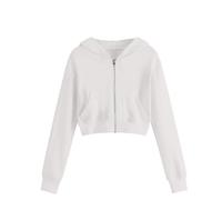 EMATOP Kurz Sweatjacke Mädchen Kinder Langarm Kapuzenjacke Einfarbige Baumwolle Sweatshirt Jacke Full Zip Hoodie Elegant Bequem Übergangsjacke mit Kapuze Sportjacke Warm Kapuzenpullover