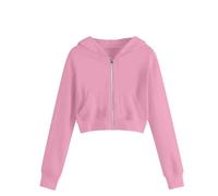 EMATOP Kurz Sweatjacke Mädchen Kinder Langarm Kapuzenjacke Einfarbige Baumwolle Sweatshirt Jacke Full Zip Hoodie Elegant Bequem Übergangsjacke mit Kapuze Sportjacke Warm Kapuzenpullover