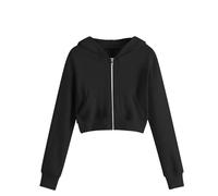 EMATOP Kurz Sweatjacke Mädchen Kinder Langarm Kapuzenjacke Einfarbige Baumwolle Sweatshirt Jacke Full Zip Hoodie Elegant Bequem Übergangsjacke mit Kapuze Sportjacke Warm Kapuzenpullover