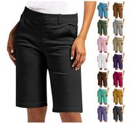 EMATOP Kurze Hose Damen Sommer Chino Shorts Baumwolle Lässige Sporthose Leichte Einfarbig Sommerhose Hohe Taille Wander Outdoorhose mit Taschen Radhose Stretchy Elegant Golfshorts für Frauen