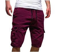 EMATOP Kurze Hosen Herren Sommer Baumwolle Cargo Shorts Casual Sport Chino Hose Leichte Einfarbig Wanderhose Vintage Bermuda Cargohorts mit Taschen Freizeithose Bequem Sporthose Sommerhose