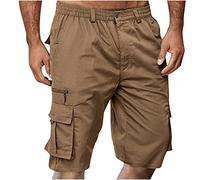 EMATOP Kurze Hosen Herren Sommer Baumwolle Cargo Shorts Einfarbig Casual Cargohose mit 6 Taschen Chino Hose Vintage Arbeitshosen Männer Kurz Bermuda Short Regulär Fit Sporthose Sommerhose
