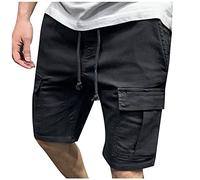 EMATOP Kurze Hosen Herren Sommer Cargo Shorts Baumwolle Chino Hose Einfarbig Casual Sommerhose Elastische Taille Cargohose mit Taschen Sporthose Männer Fitness Laufshorts Bermuda Shorts
