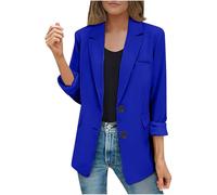EMATOP Lang Blazer Damen Langarm Elegant Mantel Einfarbig Revers Sakko Jacke Lässig Business Blazerjacke Slim Fit Sportlich Longblazer mit Taschen Trenchcoat Vintage Knöpfe Übergangsjacke
