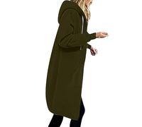 EMATOP Lang Hoodie Damen Casual Sport Sweatjacke Langarm Einfarbig Kapuzenjacke Baumwolle Elegant Sweatshirt mit Kapuze Jacke Herbst Winter Zip up Fleecejacke Oversized Mantel Teenager Mädchen