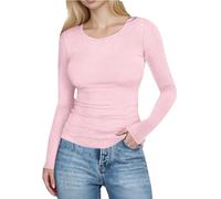 EMATOP Langarmshirt Damen Elegant Slim Fit Strickpullover Langarm Rundhals Sweatshirt Lässig Einfarbig Longpullover Sexy Bequem Pulli Oberteile Basic Klassisch Sweater Tops Unterhemd Shirt