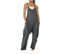 EMATOP Latzhose Damen Arbeitshose Sommer Lose Ausgebeult Overall Baggy Oversize Strampler Playsuit Langes/Kurzes Weites Bein Hose mit Große Taschen Locker Jumpsuit
