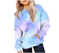 EMATOP Mädchen Batik Hoodie Freizeit Langarm Kapuzenpullover Winter Baumwolle Sweatshirt mit Kapuze Pullover Sportlich Bequem Langarmshirts Bunte Tie Dye Kapuzenpulli Tops für Kinder 4-14 Jahre