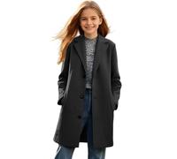 EMATOP Mädchen Lang Warm Wollmantel Langarm Einfarbig Wintermantel Klassische Mantel Mode Revers Winterjacke mit Knopfleiste & Taschen Jacke Winter Bequem Fleecejacke für Kinder 5-14 Jahre
