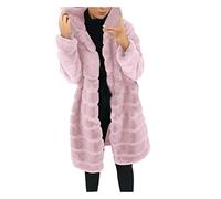 EMATOP Mantel Damen Warme Kunstfell Felljacke Lange Elegant Cardigan Flauschige Parka Winterjacke mit Kapuze Pelzmantel Langarm Einfarbig Jacke Kuschelig Wintermantel Outdoor Fellmantel