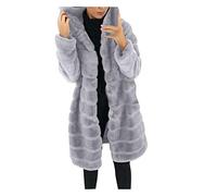 EMATOP Mantel Damen Warme Kunstfell Felljacke Lange Elegant Cardigan Flauschige Parka Winterjacke mit Kapuze Pelzmantel Langarm Einfarbig Jacke Kuschelig Wintermantel Outdoor Fellmantel