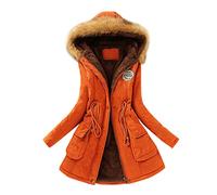EMATOP Mantel Frauen Wintermantel Warme Winter Jacke Lange Mäntel Einfarbig Winterjacke mit Kapuze Windbreaker Gefüttert Teddyfell Dicker Fleecejacke Mode Outdoorjacke Slim fit Winterparka