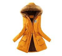EMATOP Mantel Frauen Wintermantel Warme Winter Jacke Lange Mäntel Einfarbig Winterjacke mit Kapuze Windbreaker Gefüttert Teddyfell Dicker Fleecejacke Mode Outdoorjacke Slim fit Winterparka