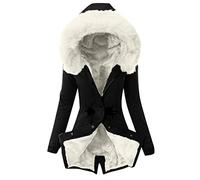 EMATOP Mantel Frauen Wintermantel Warme Winter Jacke Lange Mäntel Einfarbig Winterjacke mit Kapuze Windbreaker Gefüttert Teddyfell Dicker Fleecejacke Mode Outdoorjacke Slim fit Winterparka