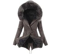 EMATOP Mantel Frauen Wintermantel Warme Winter Jacke Lange Mäntel Einfarbig Winterjacke mit Kapuze Windbreaker Gefüttert Teddyfell Dicker Fleecejacke Mode Outdoorjacke Slim fit Winterparka