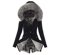 EMATOP Mantel Frauen Wintermantel Warme Winter Jacke Lange Mäntel Einfarbig Winterjacke mit Kapuze Windbreaker Gefüttert Teddyfell Dicker Fleecejacke Mode Outdoorjacke Slim fit Winterparka