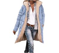 EMATOP Pufferjacke Damen Langarm Baumwolle Winterjacke Warm Gefüttert Wintermantel Elegant Lang Outdoor Jacke mit Kapuze Pufferjacke Kuschelige Einfarbig Mantel Sport Bequemes Baumwolljacke