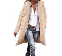 EMATOP Pufferjacke Damen Langarm Baumwolle Winterjacke Warm Gefüttert Wintermantel Elegant Lang Outdoor Jacke mit Kapuze Pufferjacke Kuschelige Einfarbig Mantel Sport Bequemes Baumwolljacke