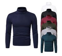 EMATOP Rollkragenpullover Herren Baumwolle Langarm Tshirt Casual Einfarbig Rollkragen Pullover Elastisch Sport Sweatshirt Regular Fit Rollkragenshirt Winter Bequemes Langarmshirt Pulli Oberteile