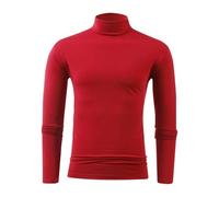 EMATOP Rollkragenpullover Herren Baumwolle Langarm Tshirt Casual Einfarbig Rollkragen Pullover Elastisch Sport Sweatshirt Regular Fit Rollkragenshirt Winter Bequemes Langarmshirt Pulli Oberteile