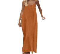 EMATOP Sommerkleid Damen Lang Elegant Maxikleid Sexy Rückenfreies Kleid Sommer Cami Strandkleid Ärmellos Spaghettiträger Boho Kleider Leicht und Luftig Freizeitkleider Einfarbig Partykleid