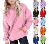 EMATOP Sport Hoodie Mädchen Y2K Pullover mit Kapuze Sweatshirt Langarm Warm Kapuzenpullover Baumwolle Einfarbige Kapuzenpulli Oberteile Oversize Langarmshirt Bequem Winterpullover 5-15 Jahre