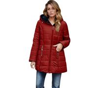 EMATOP Steppjacke Damen Warmer Lang Winterjacke Gefüttert Fleece Daunenjacke Baumwolle Elegant Pufferjacke Langarm Casual Fleecejacke mit Kapuze Wintermantel Winter Outdoor Trachtenjacke