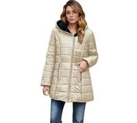 EMATOP Steppjacke Damen Warmer Lang Winterjacke Gefüttert Fleece Daunenjacke Baumwolle Elegant Pufferjacke Langarm Casual Fleecejacke mit Kapuze Wintermantel Winter Outdoor Trachtenjacke