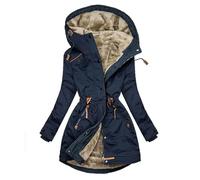 EMATOP Steppjacke Damen Warmer Lang Winterjacke Gefüttert Fleece Daunenjacke Baumwolle Elegant Pufferjacke Langarm Casual Fleecejacke mit Kapuze Wintermantel Winter Outdoor Trachtenjacke