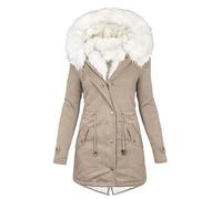 EMATOP Steppjacke Damen Warmer Lang Winterjacke Gefüttert Fleece Daunenjacke Baumwolle Elegant Pufferjacke Langarm Casual Fleecejacke mit Kapuze Wintermantel Winter Outdoor Trachtenjacke