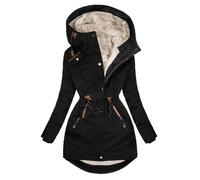 EMATOP Steppjacke Damen Warmer Lang Winterjacke Gefüttert Fleece Daunenjacke Baumwolle Elegant Pufferjacke Langarm Casual Fleecejacke mit Kapuze Wintermantel Winter Outdoor Trachtenjacke