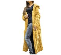 EMATOP Strickjacke Damen Lang Cardigan Grobstrick Winterjacke Einfarbige Lockere Übergangsjacke mit Kapuze Strickmantel Herbst Winter Strick Pullover Elegant Wintermäntel Pulli Sweater Mantel
