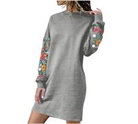 EMATOP Strickkleid Damen Pulloverkleid Lange Winterkleid Pullover Herbst Winter Warme Minikleid Abendkleid Knielang Lässig Mode Sweatkleid Stickerei Pulli Elegant Weihnachtskleid Partykleid