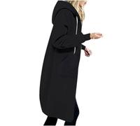 EMATOP Sweatjacke Damen Lang Hoodie Jacke Casual Lose Sweatshirt mit Kapuze Cardigan Warm Langarm Kapuzenjacke Einfarbig Elegant Fleecejacke Zip Kapuzenpullover Mantel mit Taschen Outwear