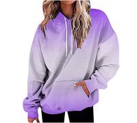 EMATOP Sweatshirt Damen mit Kapuze Langarm Hoodies Warm Gefüttert Kapuzenpullover Bunte Farbverlauf Pullover mit Taschen Langarmshirt Herbst Winter Sport Hoodie Weich Bequem Sweatjacke