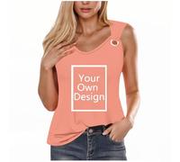 EMATOP Tank Top Damen Individuelles Sommer Tshirt Machen Sie Ihren eigenen personalisierten Bedrucken Lassen Druck mit Lieblingsfoto oder Wunschtex Laufweste Ärmellos V-Ausschnitt Oberteile