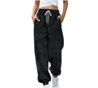 EMATOP Teddy Fleece Hose Damen Flauschig Elegant Winterhose Warm Plüsch Jogginghose Lang Winter Haremshose Hohe Taille Yogahose Einfarbige Bequem Thermohose Outdoor Sport Pyjamahose für Frauen